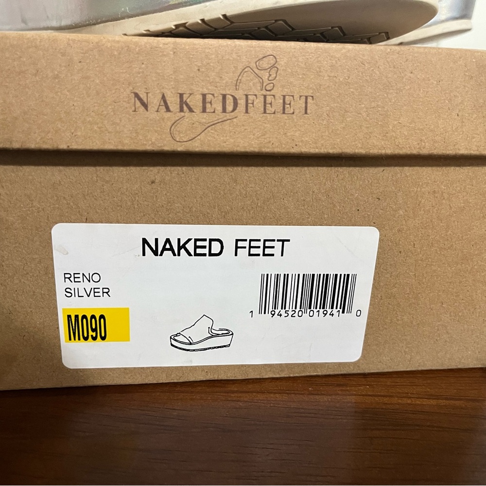 Naked Feet Iridescent Silver Platform Slide Mules - Picture 2 of 9